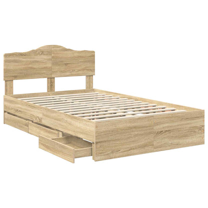 Struttura del letto con cassetto Rovere Sonoma 120 x 190 cm | homemem39