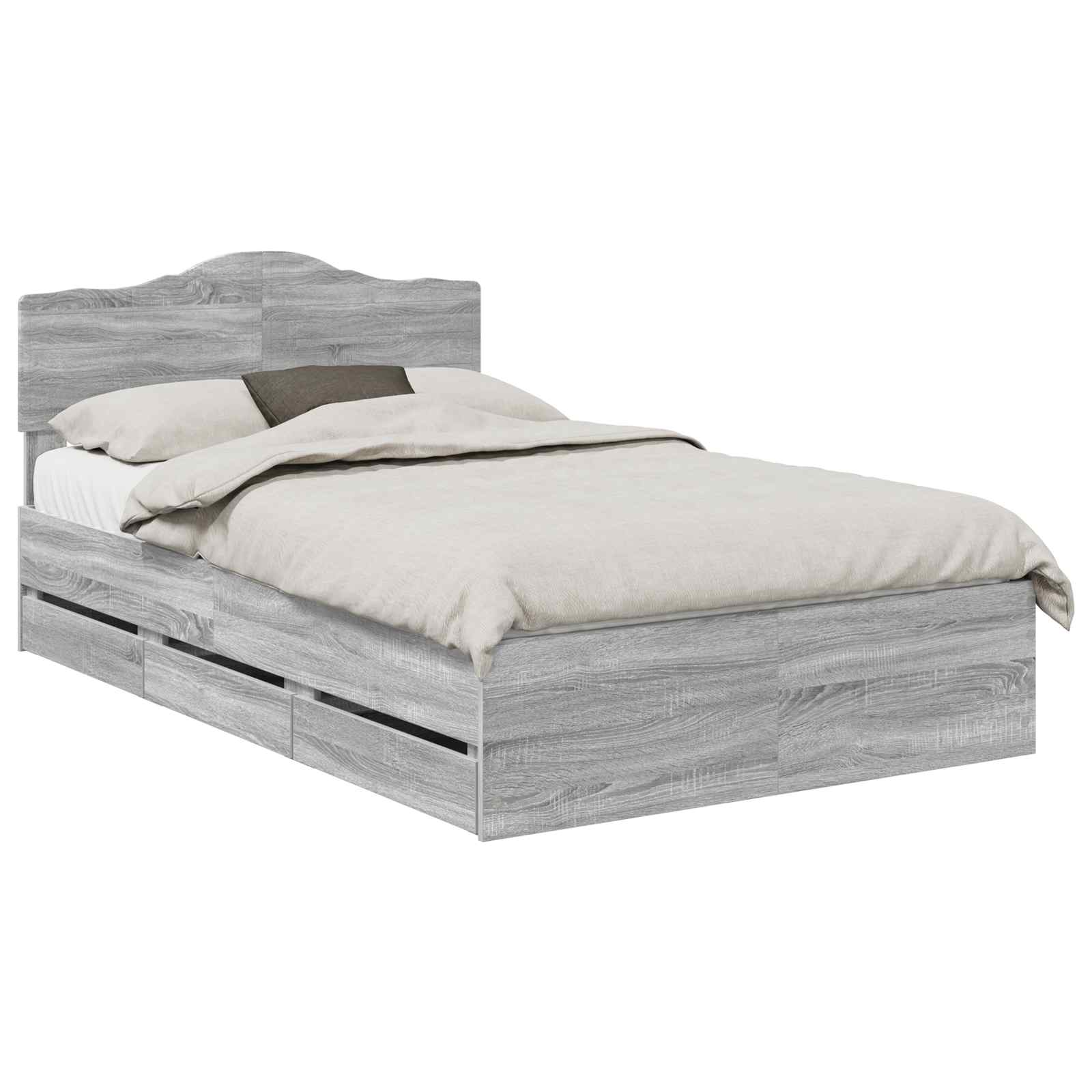 Struttura del letto con cassetto Grigio Sonoma 120 x 190 cm | homemem39