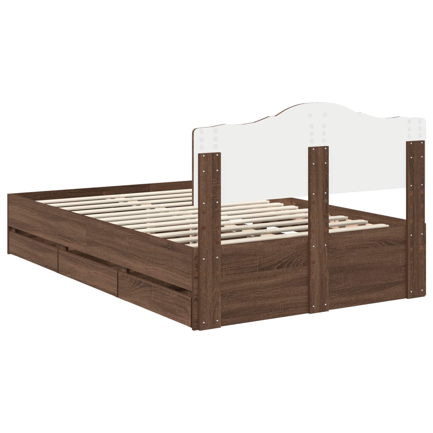 Struttura del letto con cassetto Rovere Marrone 120 x 200 cm