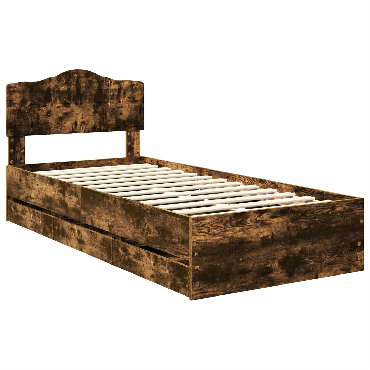 Struttura del letto con cassetto Rovere fumé 100 x 200 cm