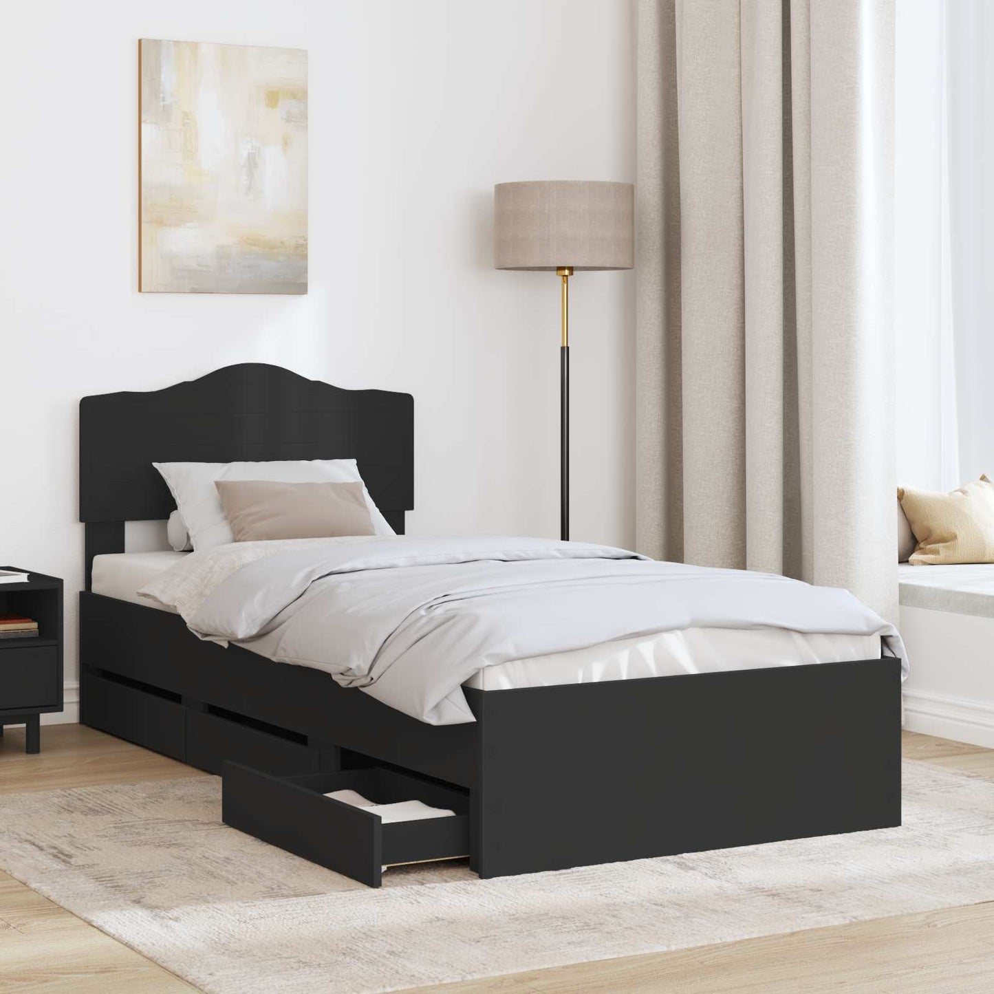 Struttura del letto Nero 90 x 190 cm Legno Ingegnerizzato