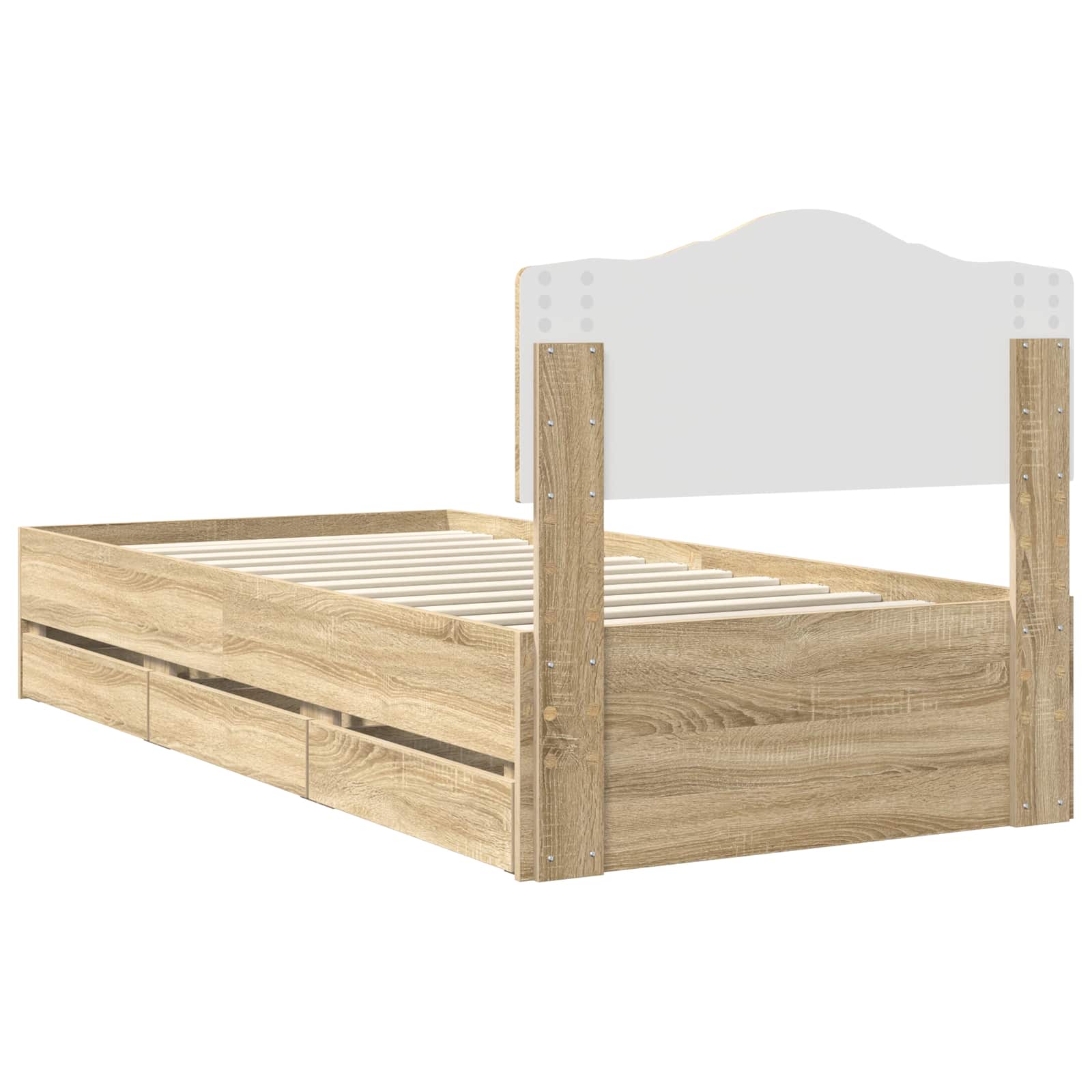 Struttura del letto con cassetto Rovere Sonoma 90 x 200 cm | homemem39