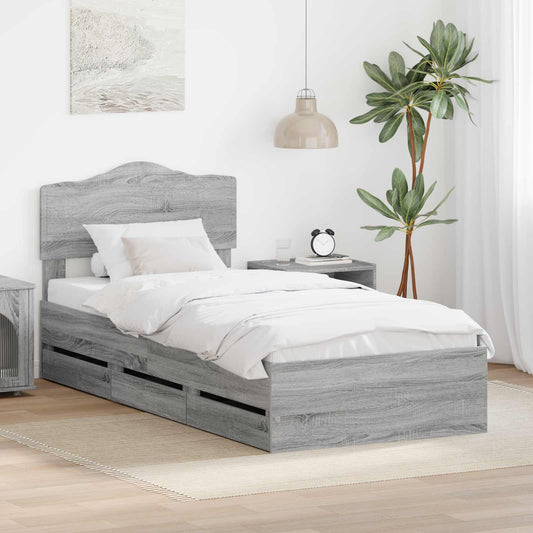 Struttura del letto con cassetto Grigio Sonoma 90 x 190 cm