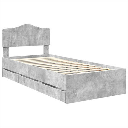 Struttura del letto con cassetto Grigio cemento 90 x 200 cm