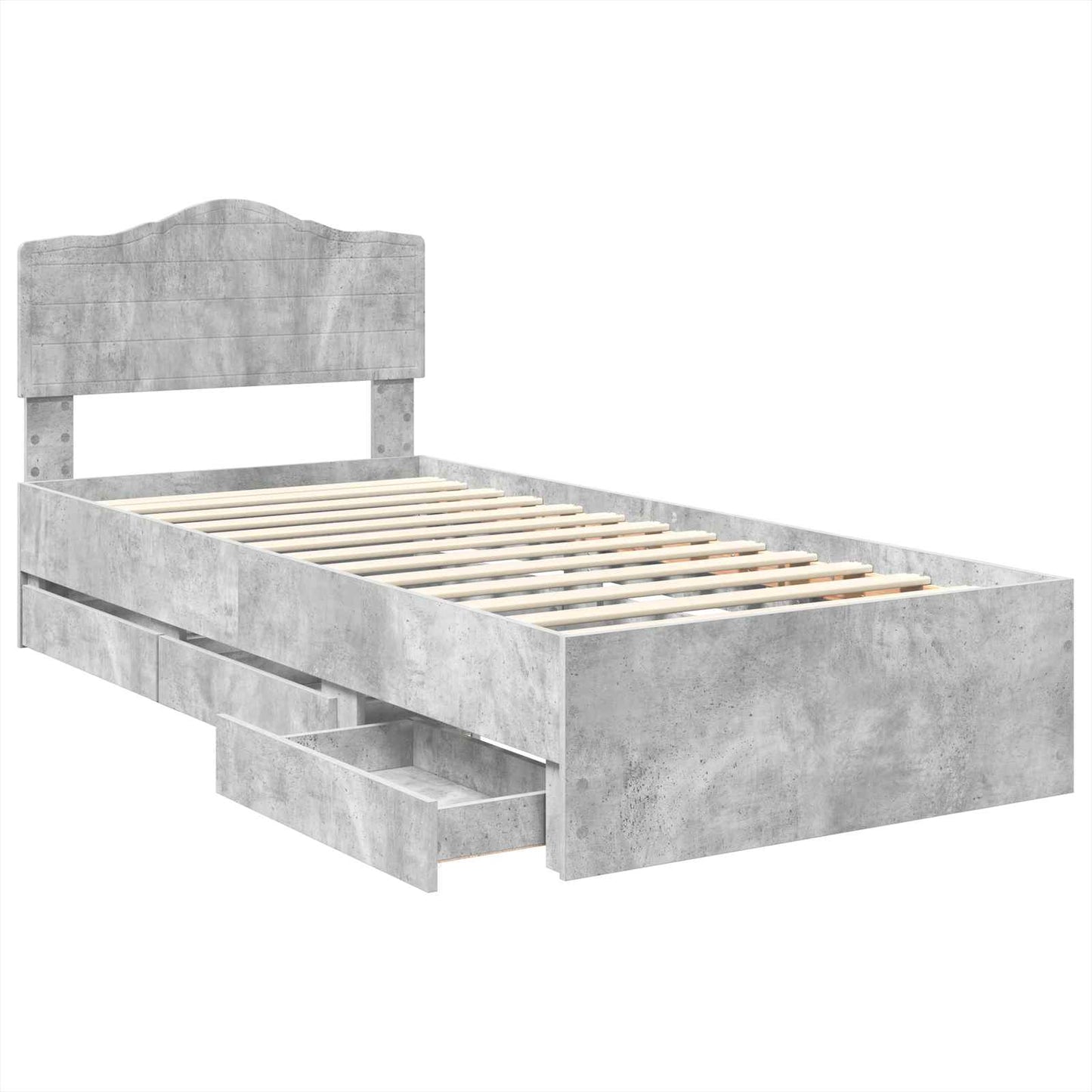 Struttura del letto con cassetto Grigio cemento 90 x 200 cm