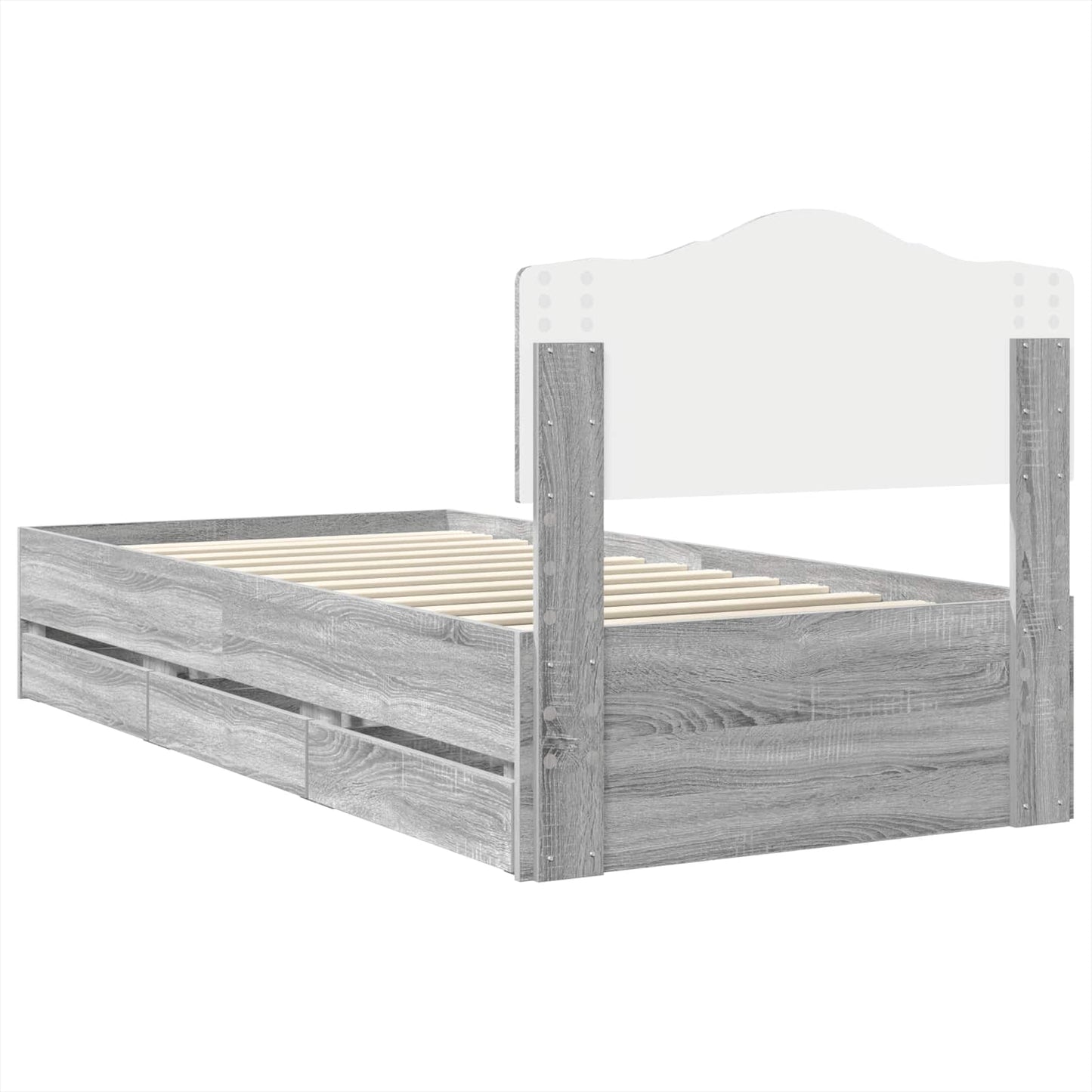 Struttura del letto con cassetto Grigio Sonoma 90 x 190 cm | homemem39