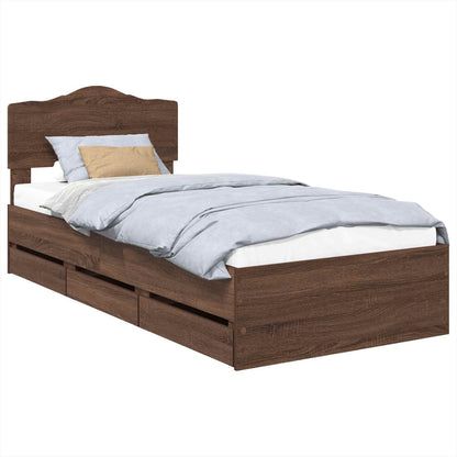 Struttura del letto con cassetto Rovere Marrone 90 x 200 cm