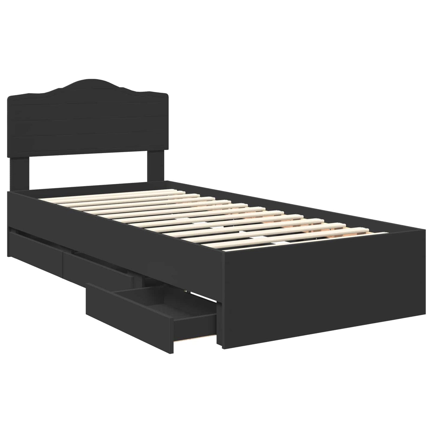 Struttura del letto Nero 75 x 190 cm Legno Ingegnerizzato