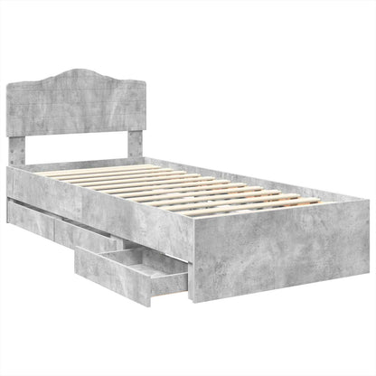 Struttura del letto con cassetto Grigio cemento 75 x 190 cm