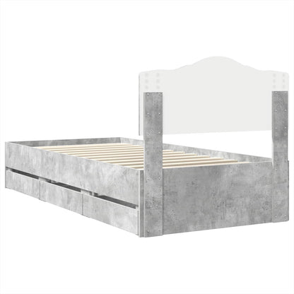 Struttura del letto con cassetto Grigio cemento 75 x 190 cm