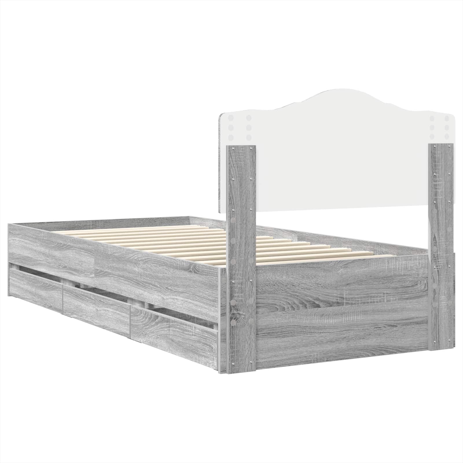 Struttura del letto con cassetto Grigio Sonoma 75 x 190 cm | homemem39
