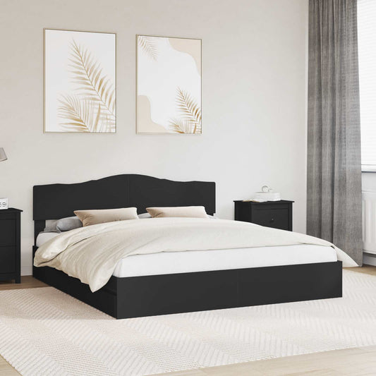 Letto con Contenitore Nero 200 x 200 cm Legno multistrato | homemem39