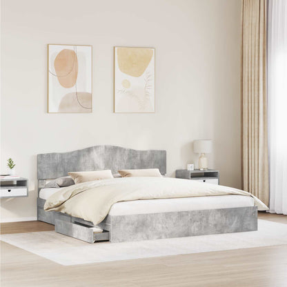 Letto con Contenitore con testiera Grigio cemento 200 x 200 cm | homemem39