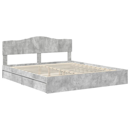 Letto con Contenitore con testiera Grigio cemento 200 x 200 cm | homemem39