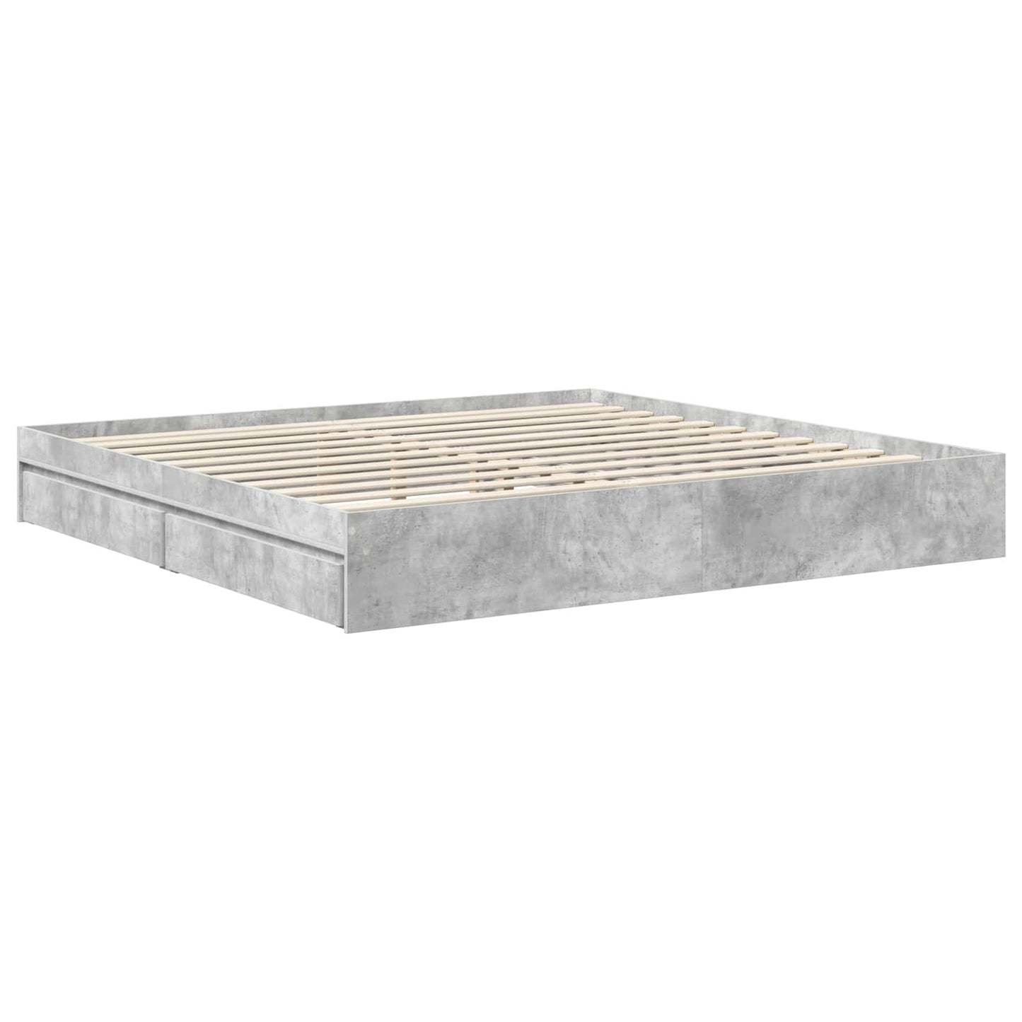 Letto con Contenitore con testiera Grigio cemento 200 x 200 cm | homemem39