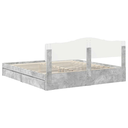 Letto con Contenitore con testiera Grigio cemento 200 x 200 cm | homemem39