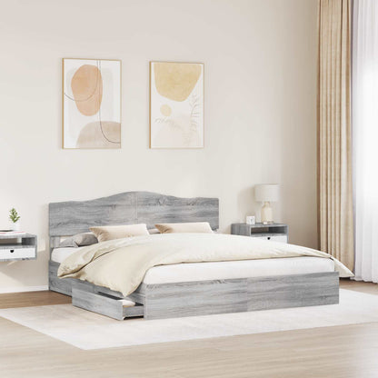 Letto con Contenitore con testiera Grigio Sonoma 200 x 200 cm | homemem39