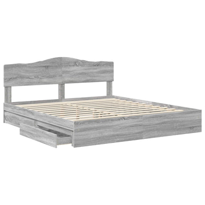 Letto con Contenitore con testiera Grigio Sonoma 200 x 200 cm | homemem39