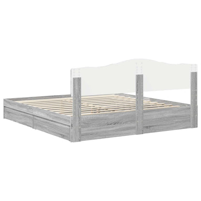 Letto con Contenitore con testiera Grigio Sonoma 200 x 200 cm | homemem39
