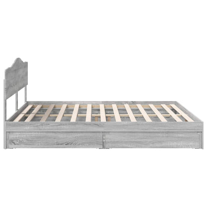 Letto con Contenitore con testiera Grigio Sonoma 200 x 200 cm | homemem39