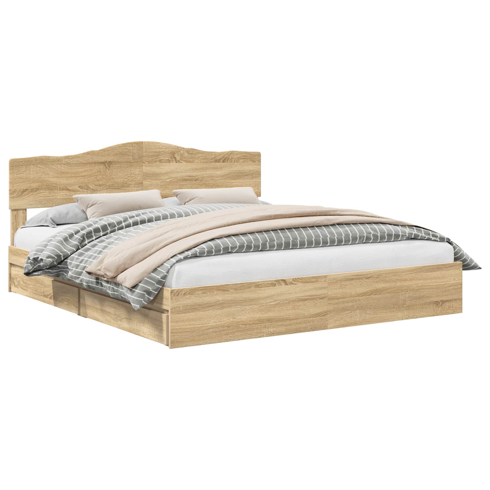 Letto con Contenitore con testiera Rovere Sonoma 180 x 200 cm | homemem39