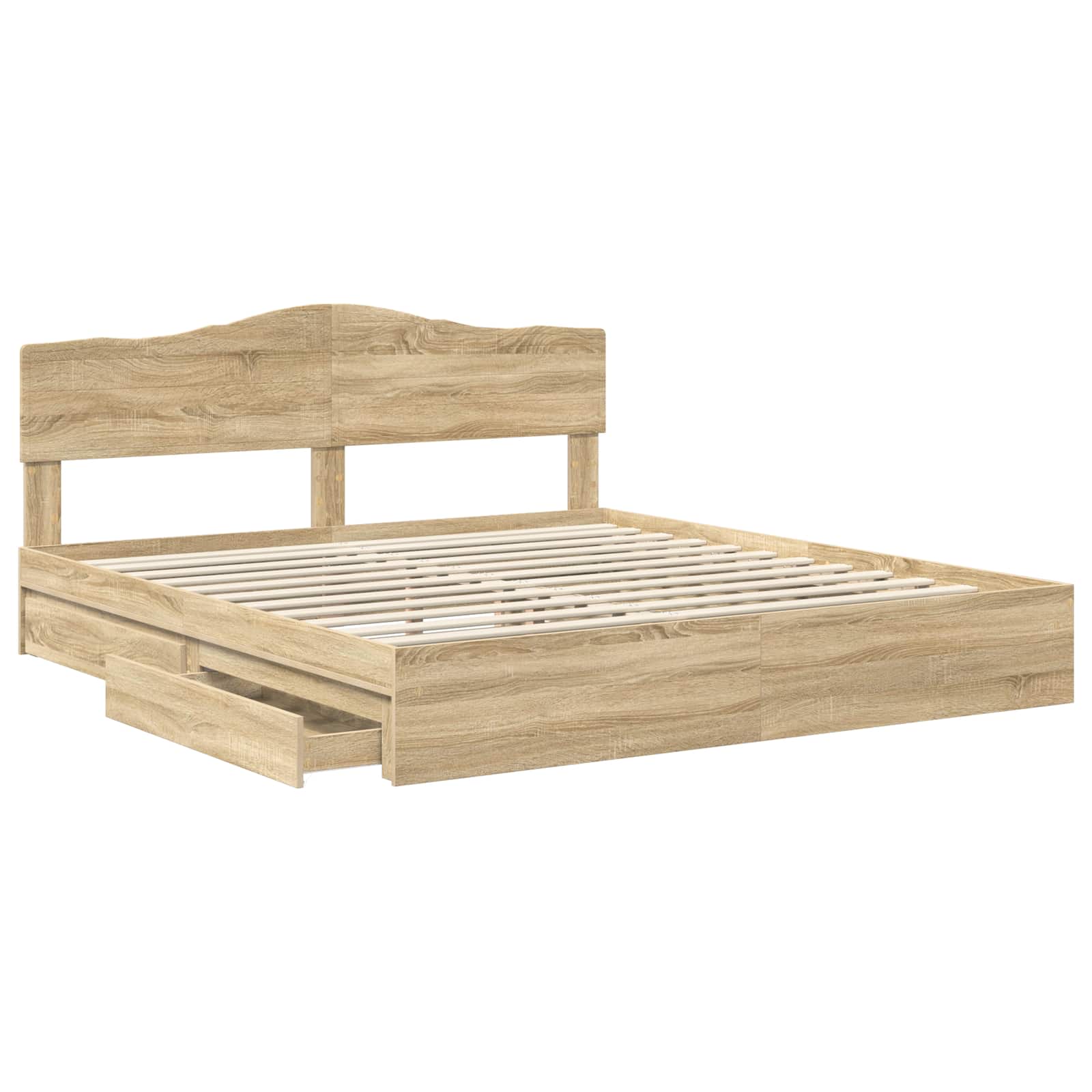 Letto con Contenitore con testiera Rovere Sonoma 180 x 200 cm | homemem39