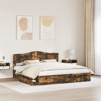 Letto con Contenitore con testiera Rovere fumé 180 x 200 cm | homemem39
