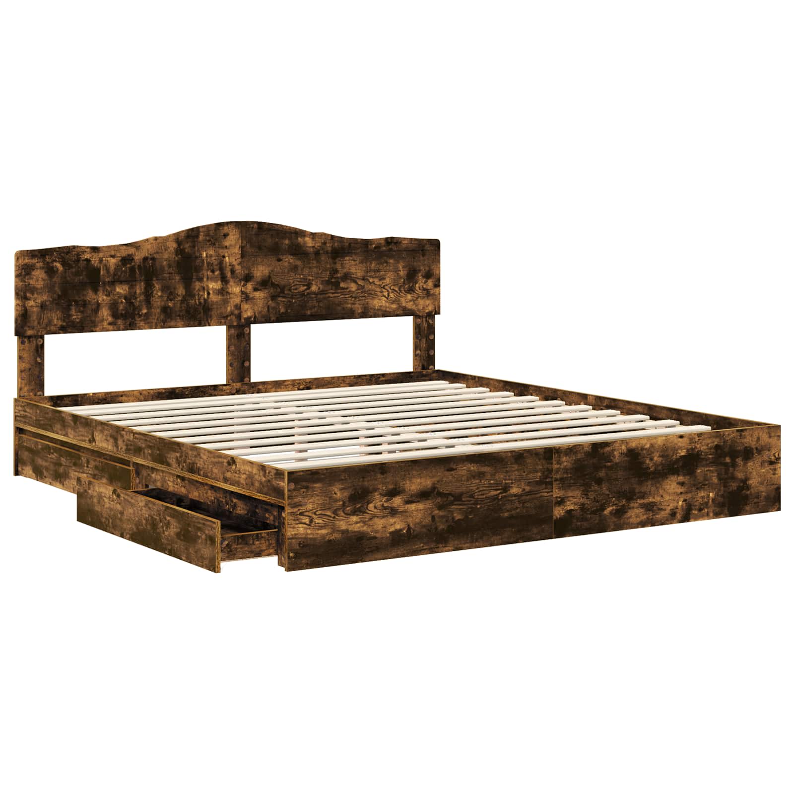 Letto con Contenitore con testiera Rovere fumé 180 x 200 cm | homemem39