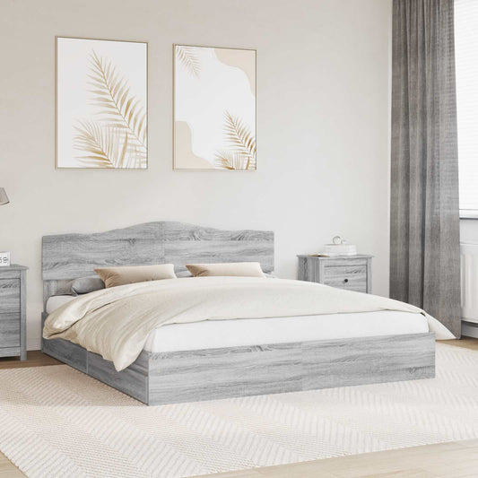 Letto con Contenitore con testiera Grigio Sonoma 180 x 200 cm | homemem39