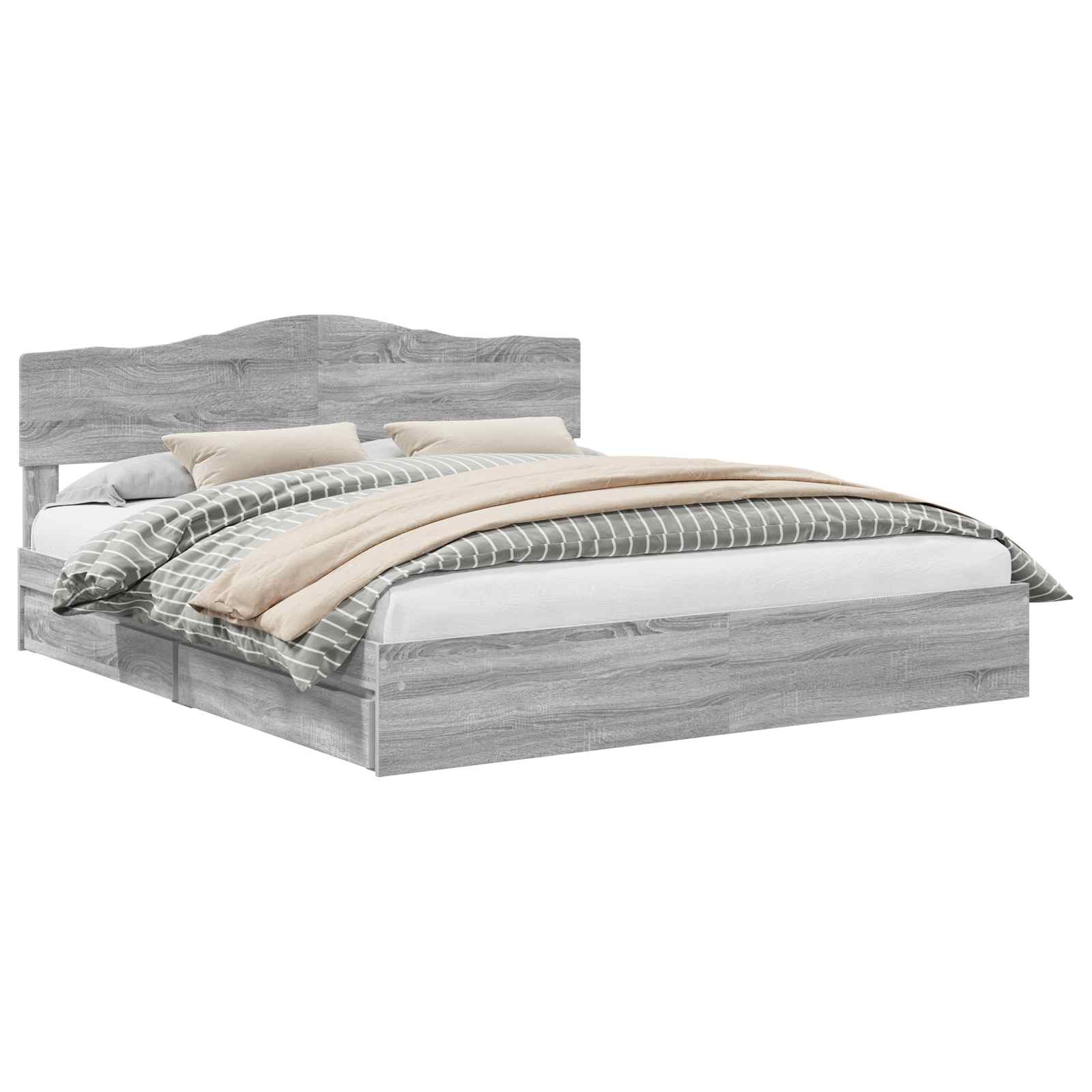 Letto con Contenitore con testiera Grigio Sonoma 180 x 200 cm | homemem39