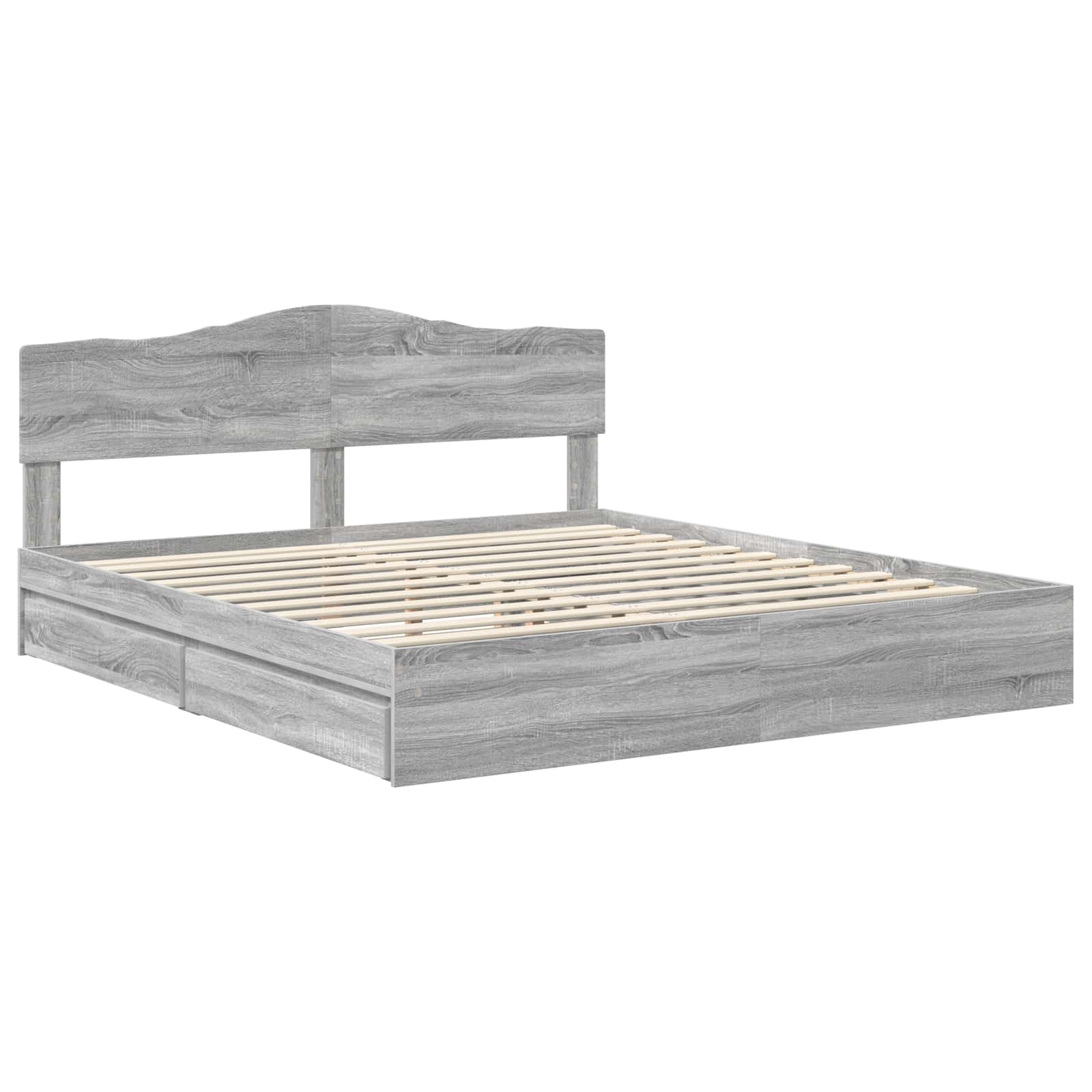 Letto con Contenitore con testiera Grigio Sonoma 180 x 200 cm | homemem39