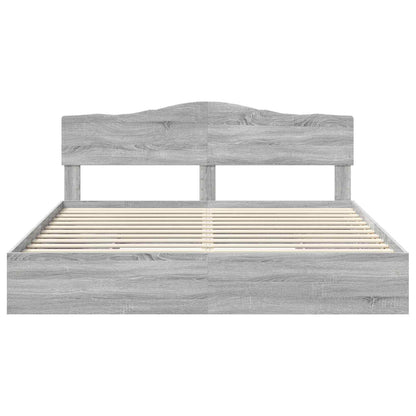 Letto con Contenitore con testiera Grigio Sonoma 180 x 200 cm | homemem39