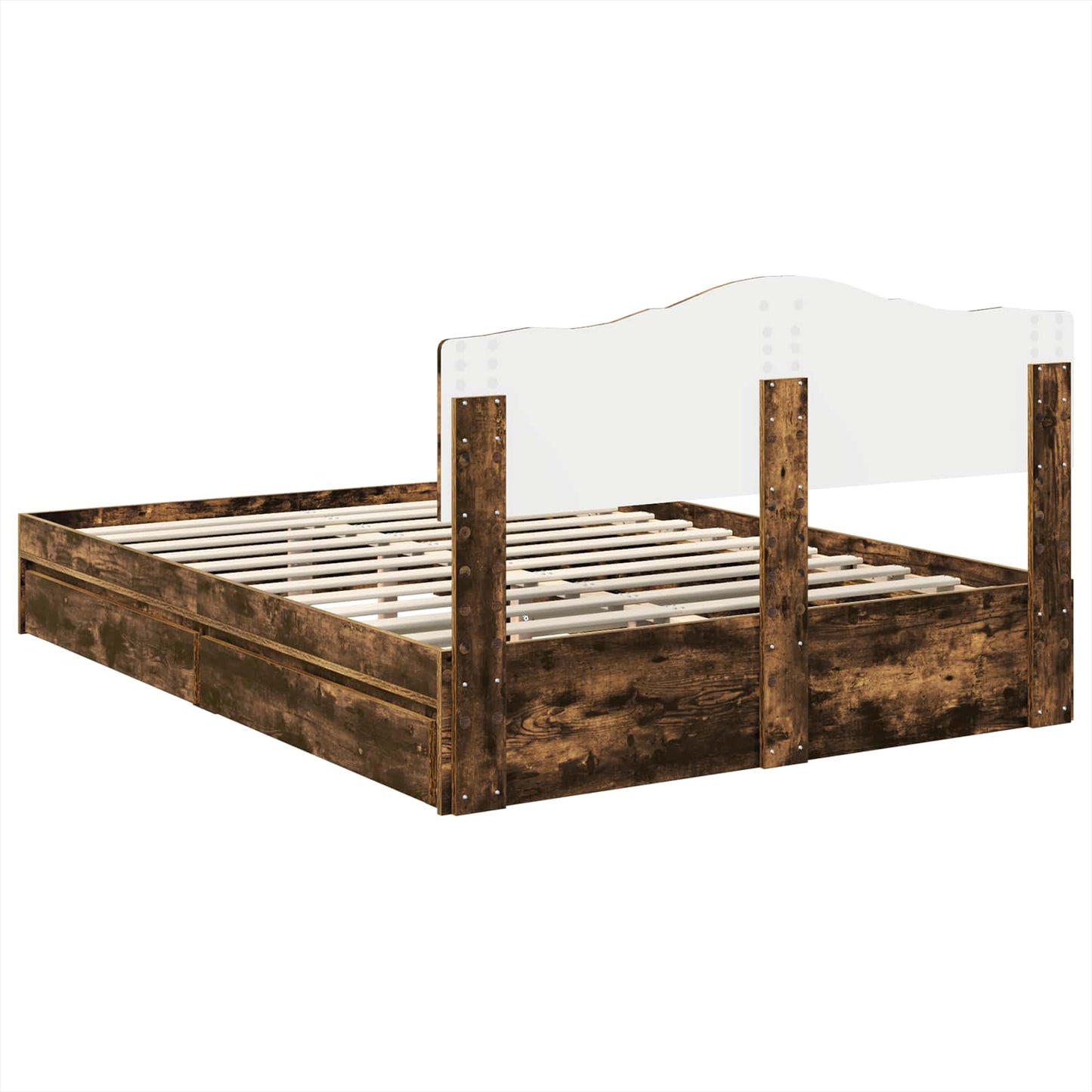 Letto con Contenitore con testiera Rovere fumé 160 x 200 cm | homemem39