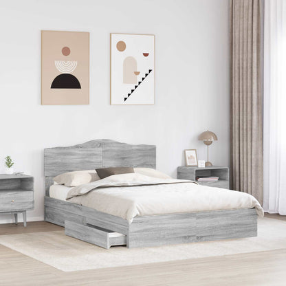 Letto con Contenitore con testiera Grigio Sonoma 160 x 200 cm | homemem39