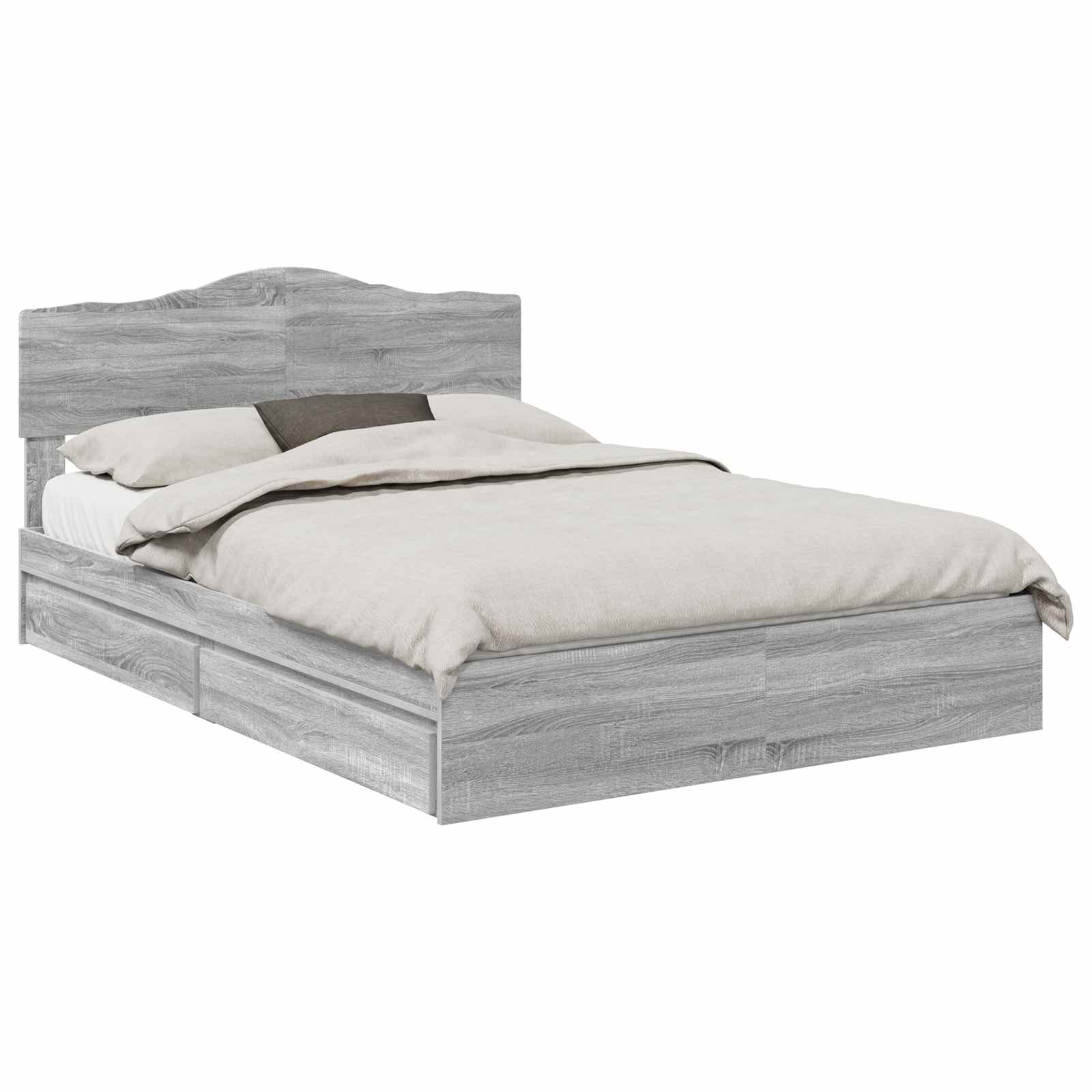 Letto con Contenitore con testiera Grigio Sonoma 160 x 200 cm | homemem39