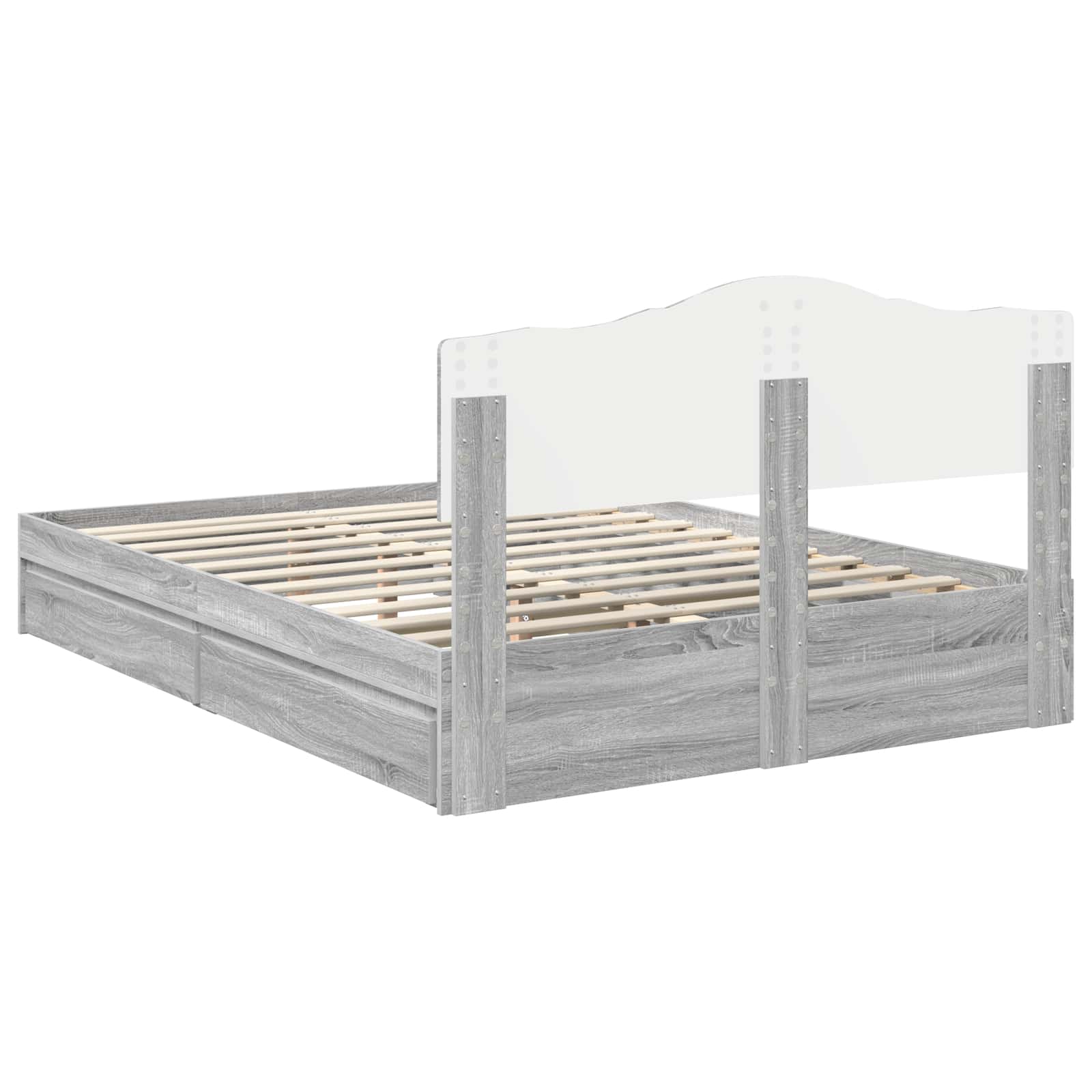 Letto con Contenitore con testiera Grigio Sonoma 160 x 200 cm | homemem39