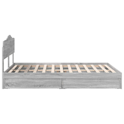 Letto con Contenitore con testiera Grigio Sonoma 160 x 200 cm | homemem39