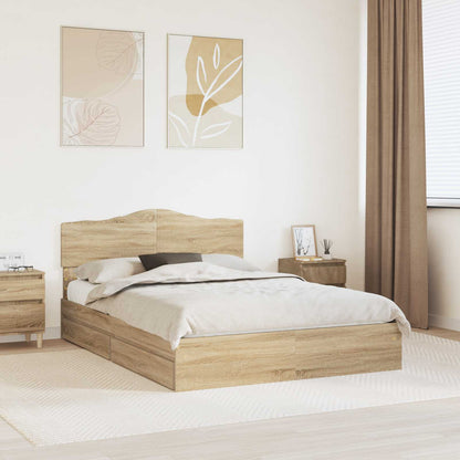 Letto con Contenitore con testiera Rovere Sonoma 150 x 200 cm | homemem39
