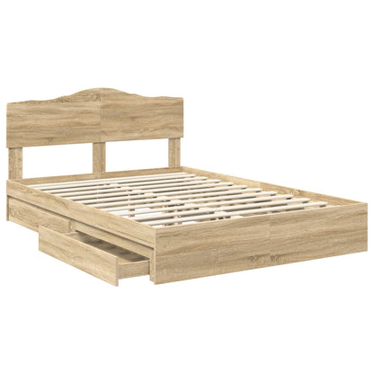 Letto con Contenitore con testiera Rovere Sonoma 150 x 200 cm | homemem39