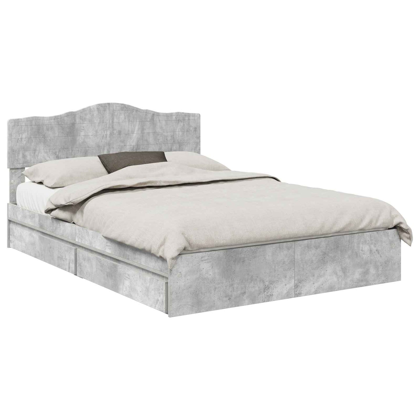 Letto con Contenitore con testiera Grigio cemento 150 x 200 cm | homemem39