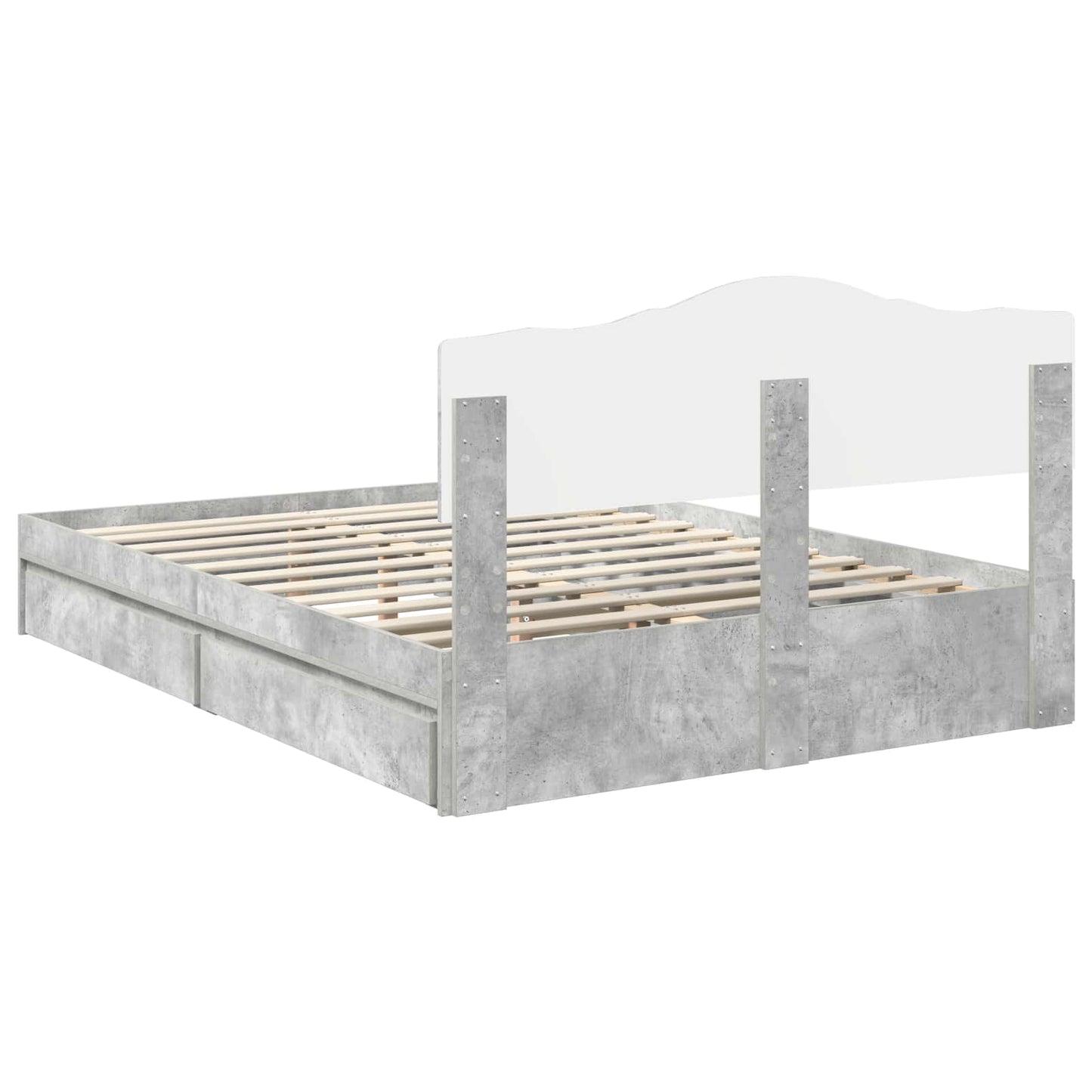 Letto con Contenitore con testiera Grigio cemento 150 x 200 cm | homemem39