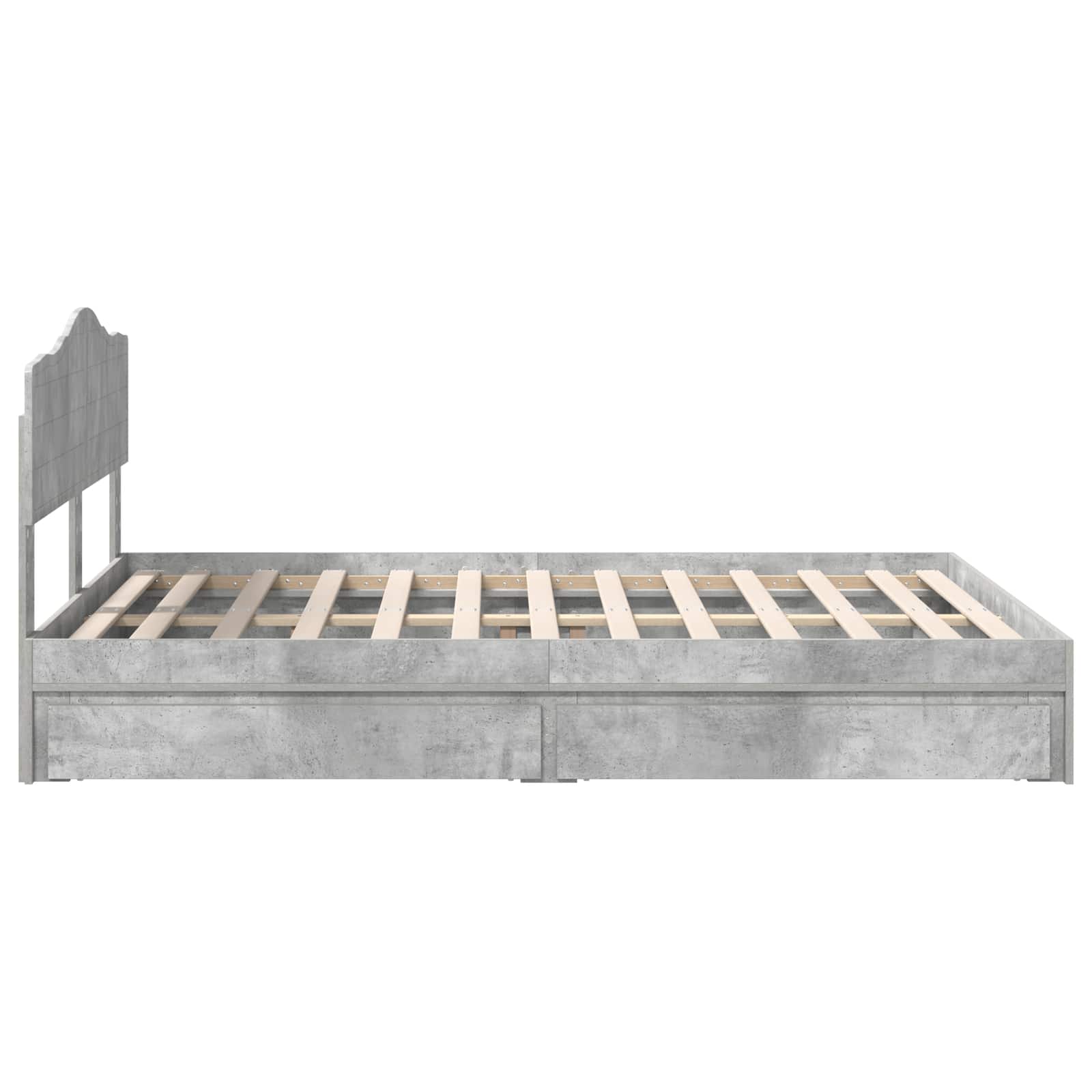 Letto con Contenitore con testiera Grigio cemento 150 x 200 cm | homemem39