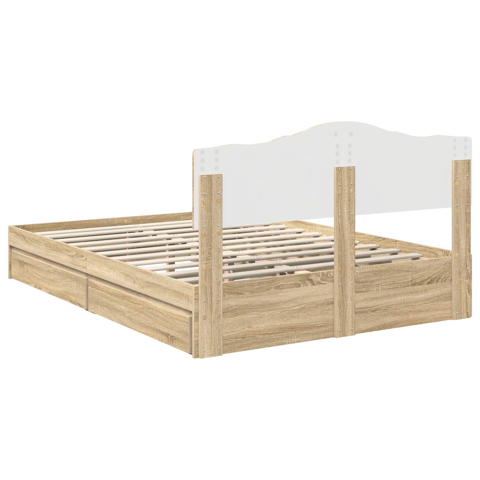 Letto con Contenitore con testiera Rovere Sonoma 140 x 200 cm | homemem39