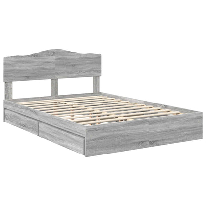 Letto con Contenitore con testiera Grigio Sonoma 140 x 200 cm | homemem39