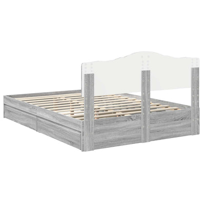 Letto con Contenitore con testiera Grigio Sonoma 140 x 200 cm | homemem39