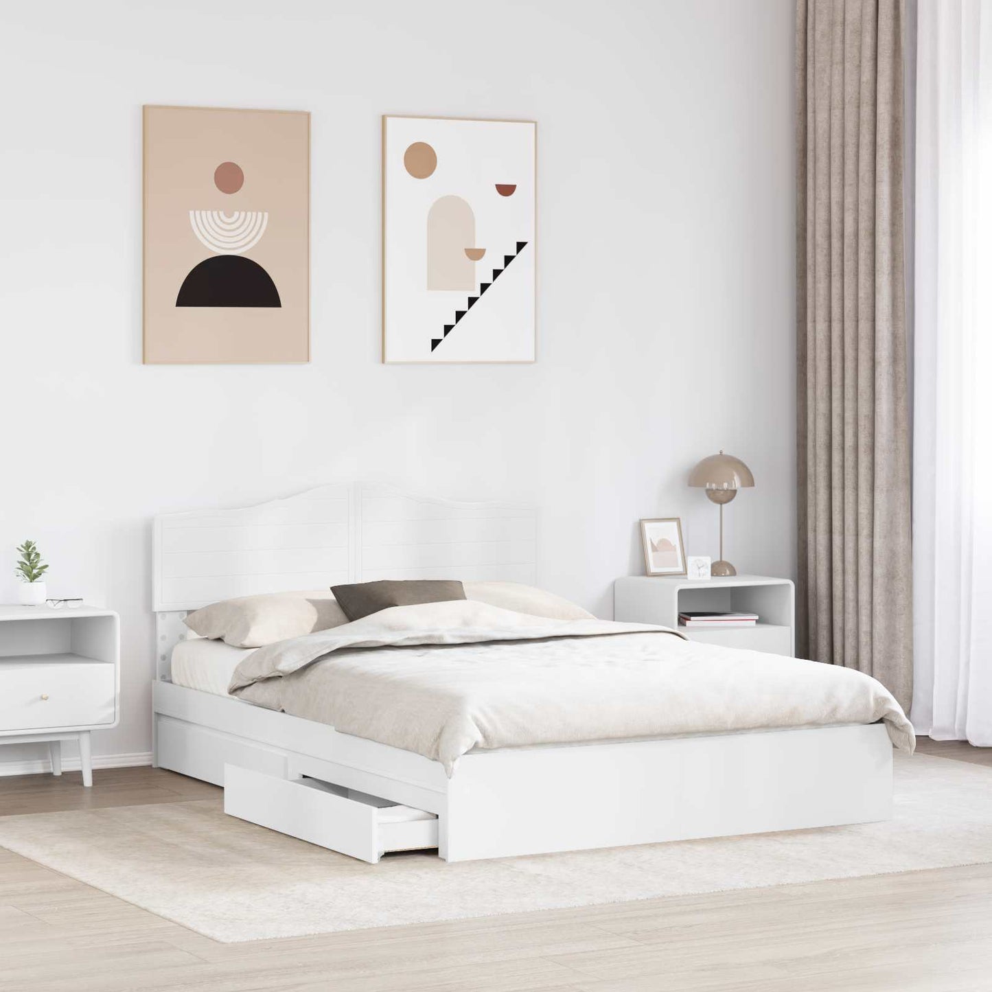 Letto con Contenitore Bianco 140 x 190 cm Legno multistrato | homemem39