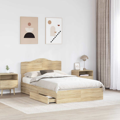 Letto con Contenitore con testiera Rovere Sonoma 135 x 190 cm | homemem39