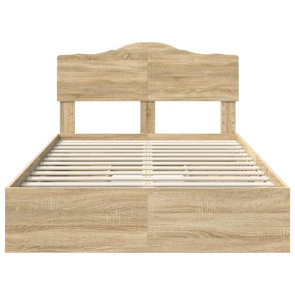 Letto con Contenitore con testiera Rovere Sonoma 135 x 190 cm | homemem39