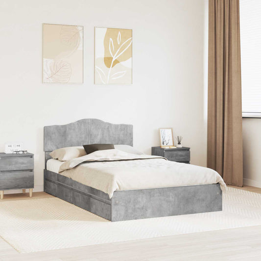 Letto con Contenitore con testiera Grigio cemento 135 x 190 cm | homemem39