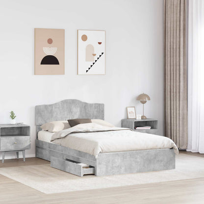 Letto con Contenitore con testiera Grigio cemento 135 x 190 cm | homemem39